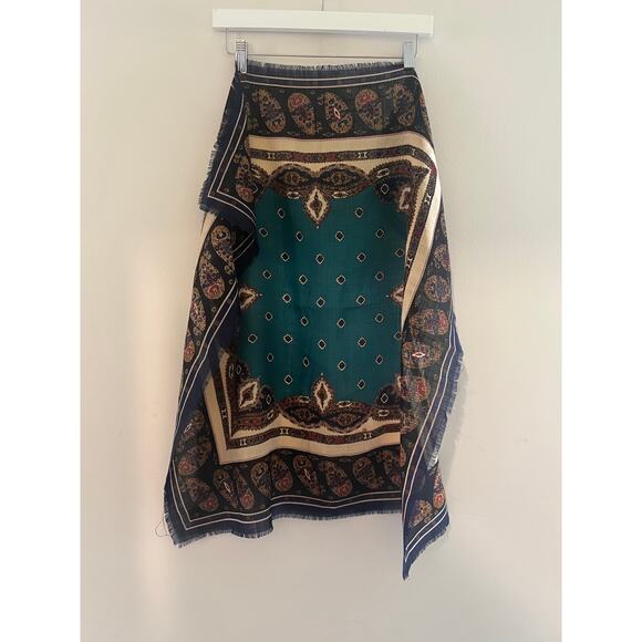 ECHO Rare Vintage 100% Wool Women’s Scarf Dark Green Gold 29" x 30"  JP - Picture 1 of 9